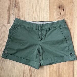 Banana Republic Womens Olive Green Cotton Blend Shorts Rolled Up Stretch Size 4